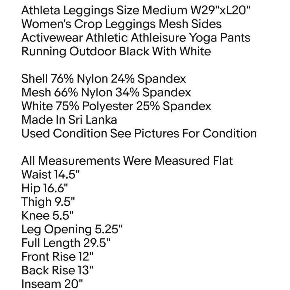 Athleta Leggings Size Medium W29"xL20" Athleta Hiit It Mesh Capri Leggings Crop - Picture 2 of 9